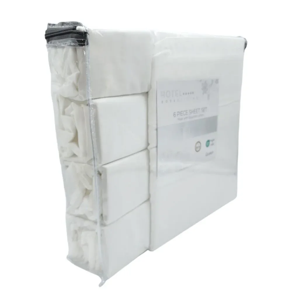 Hotel Royal Living White Queen Sheet Set 6pc 1200 Thread Count‎ Egyptian Cotton